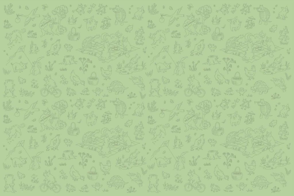 forest animals calm light green print
