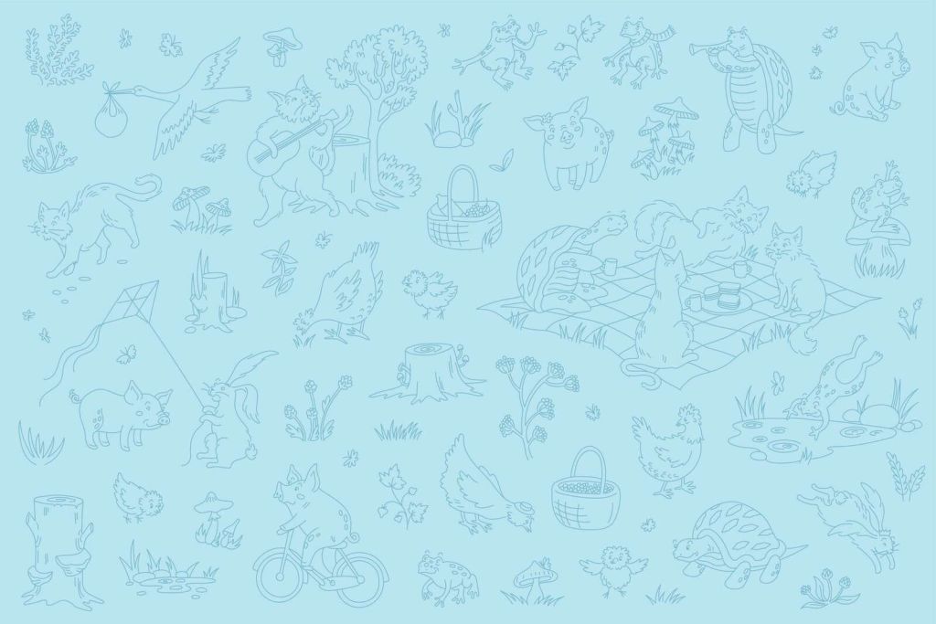 Forest animals calm light blue