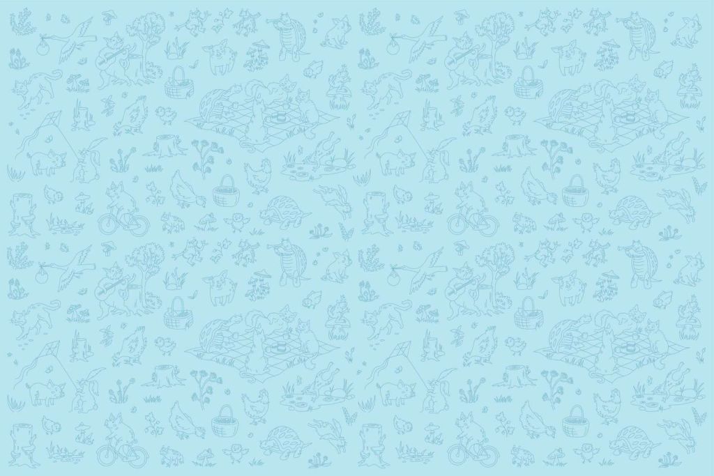 forest animals calm light blue print