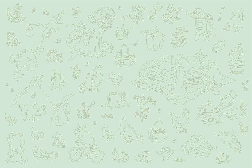 Forest animals calm mint green light