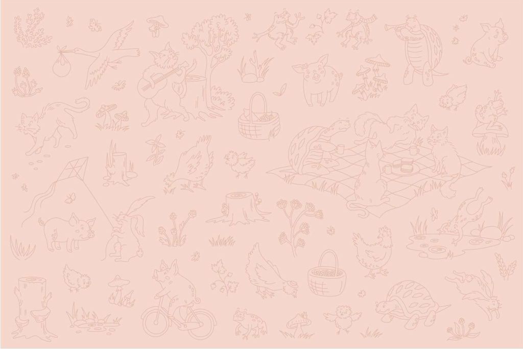 Forest animals calm pink