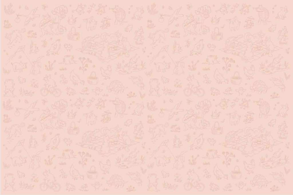 forest animals calm pink print