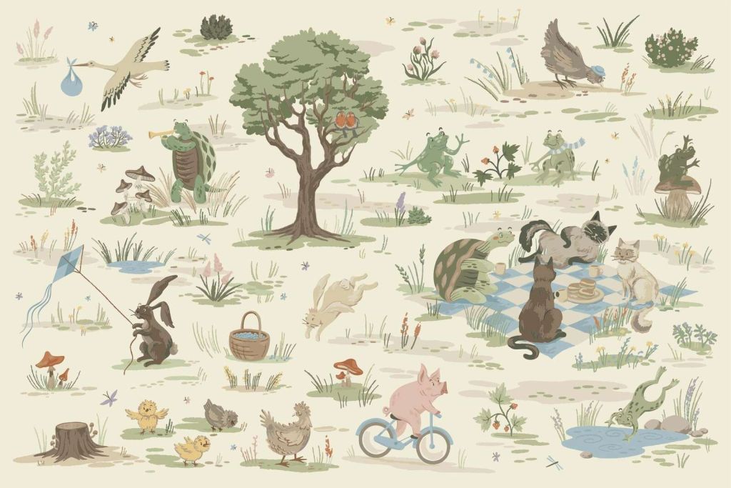 Forest animals colored blue