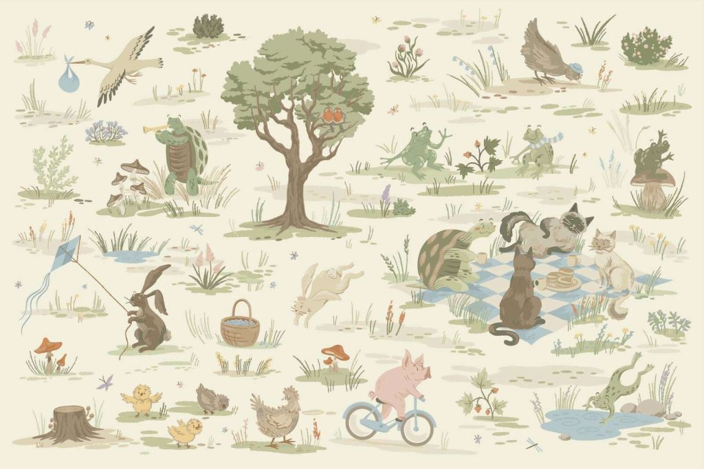 Forest animals colored light blue