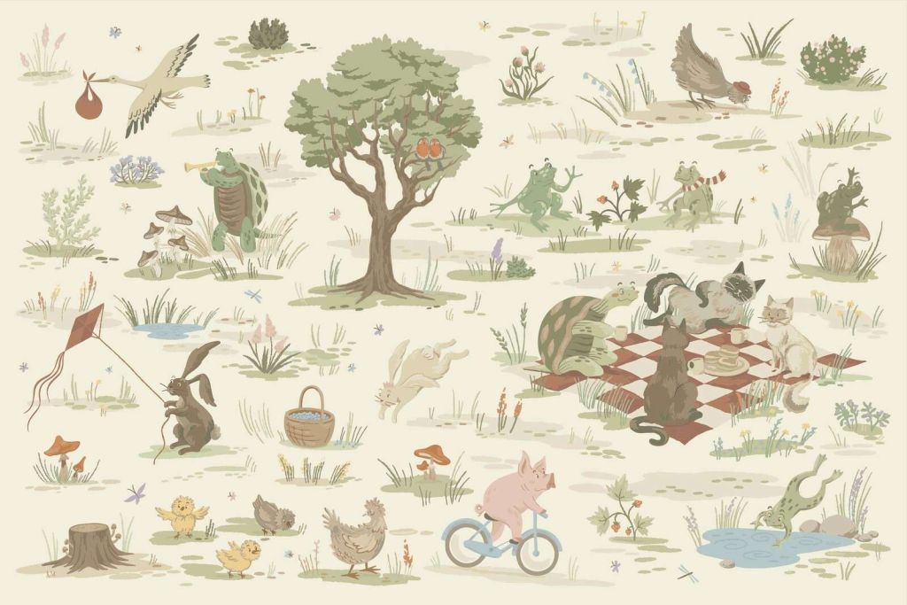 Forest animals colored light