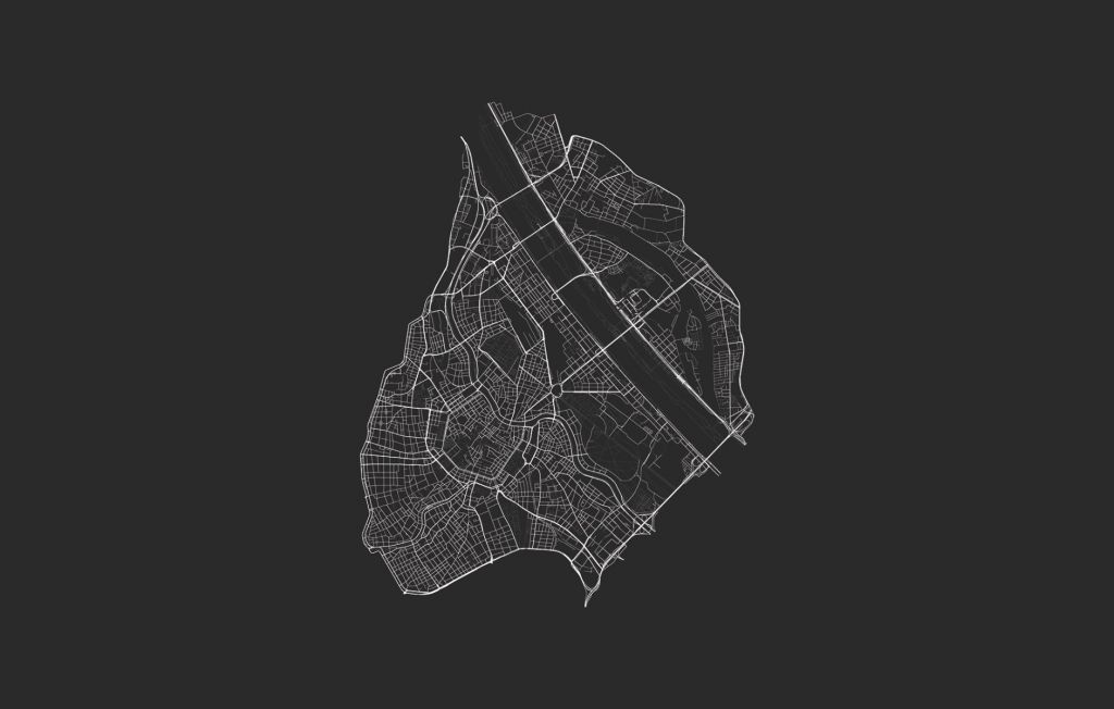 Map of Vienna city centre, black