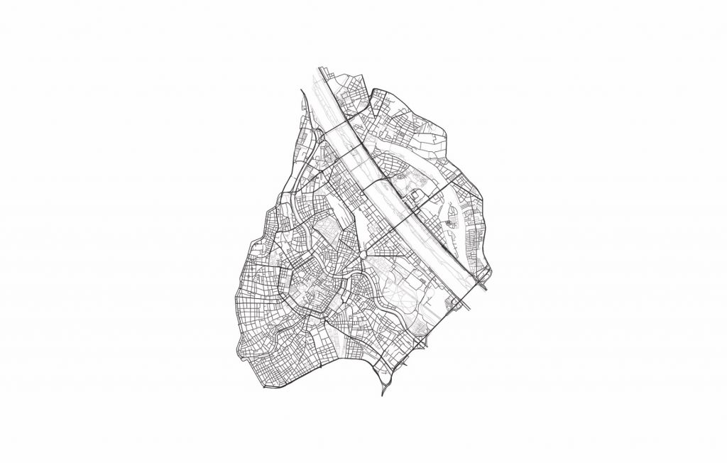 Map of Vienna city centre, white