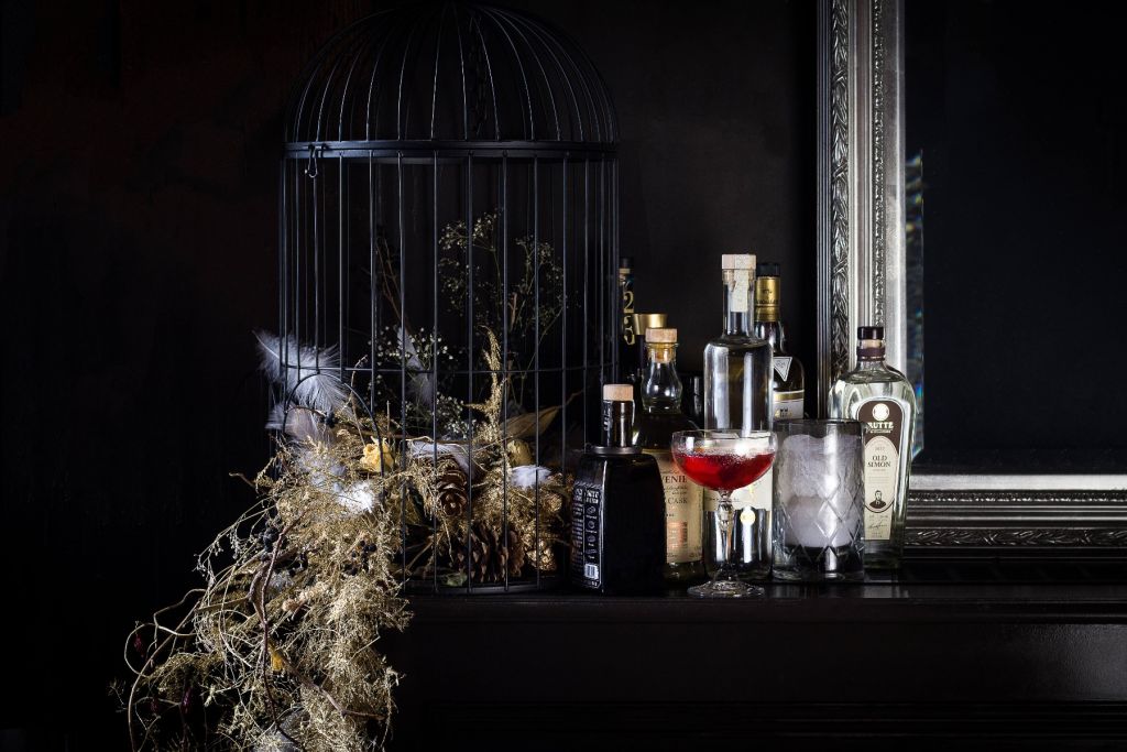 Still life with beverage bottles