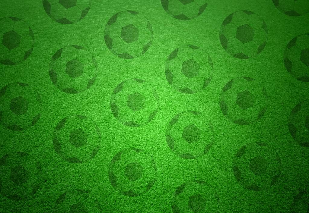 Soccer wallpaper - Playing soccer on grass - Children's room