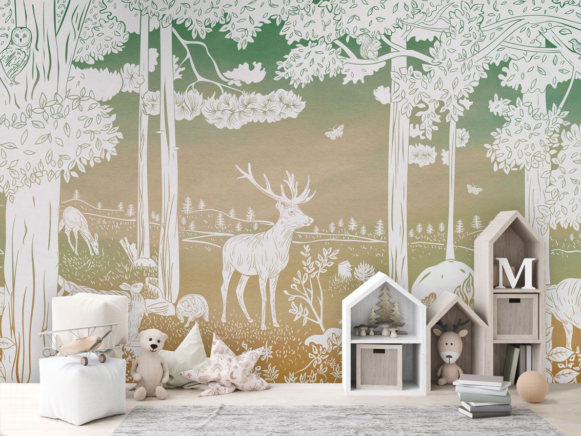 Monochrome Forest - Green Sky
