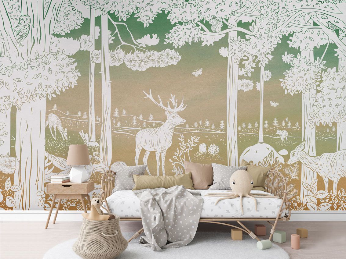 Monochrome Forest - Green Sky