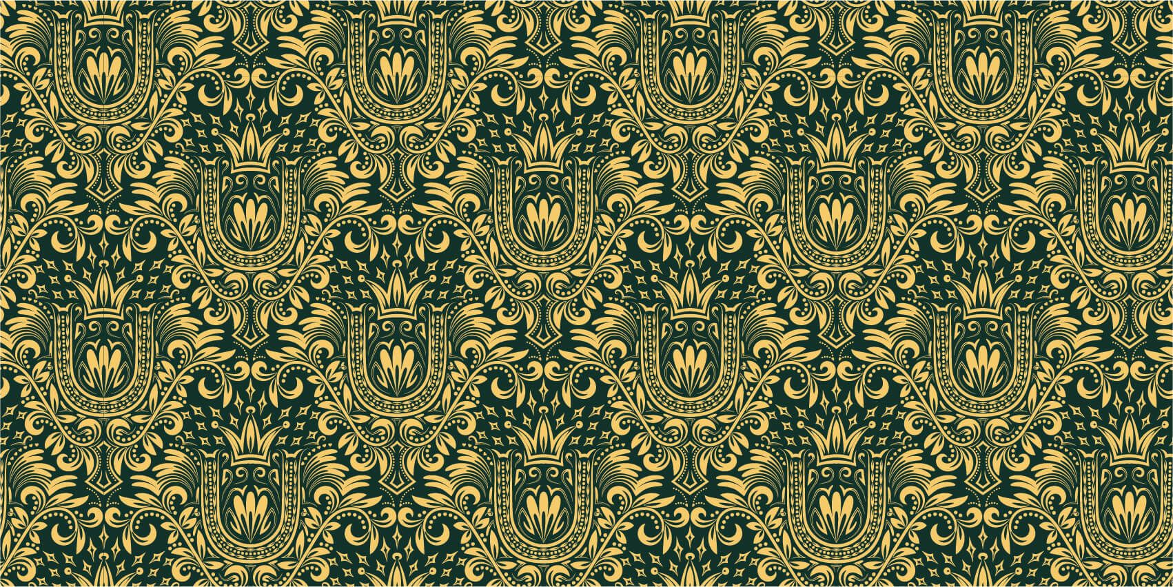 Baroque wallpaper - Green baroque pattern - Bedroom
