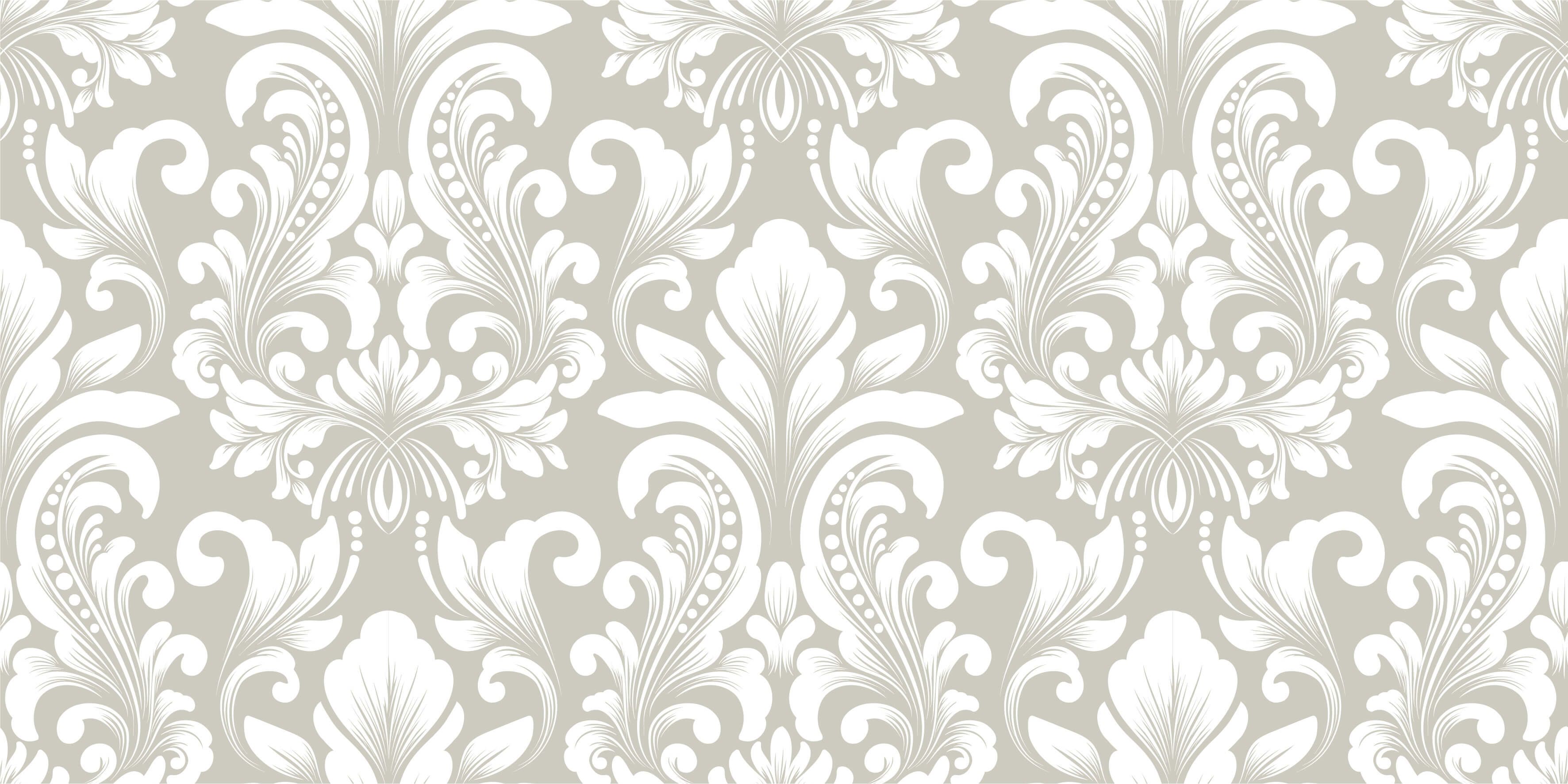 Baroque wallpaper - Grey damask pattern - Bedroom