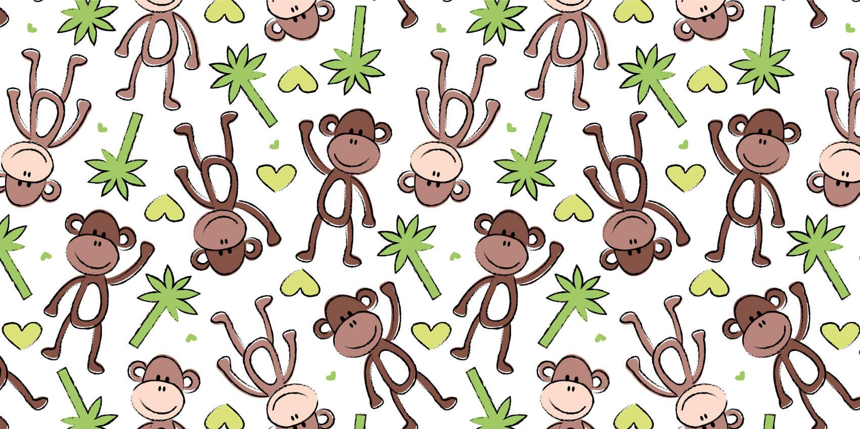 Aquatic Animals - Monkeys and palm trees - Children's room