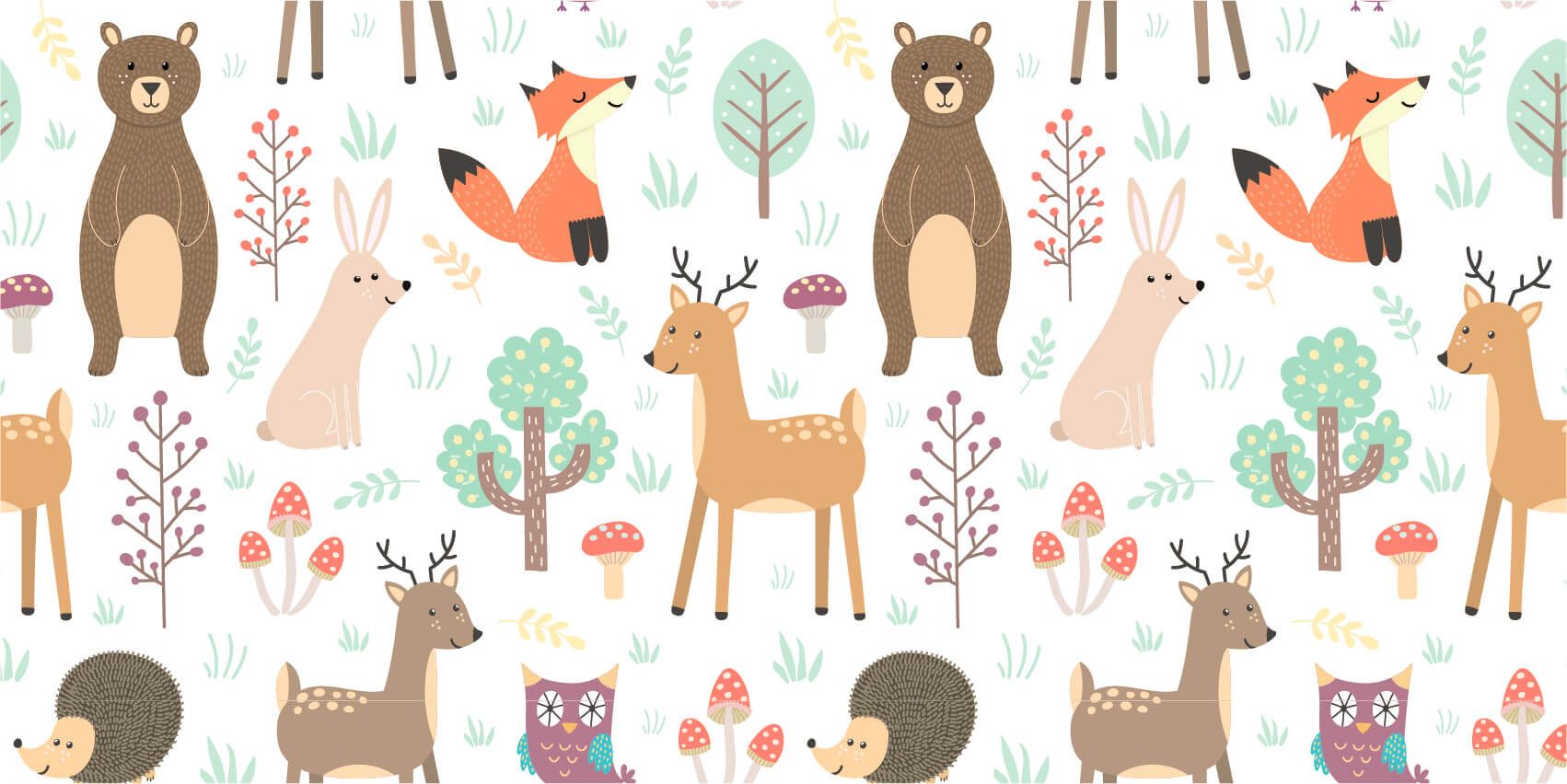 Children's wallpaper - Different animals - Children's room Children's wallpaper - Different animals - Children's room