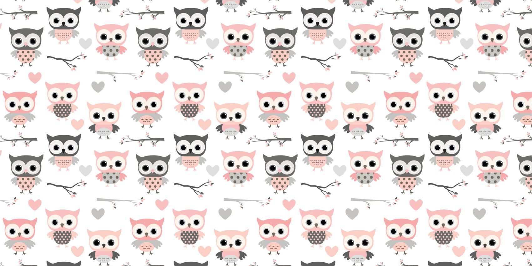 Bird wallpaper - Owl pattern - Children's room