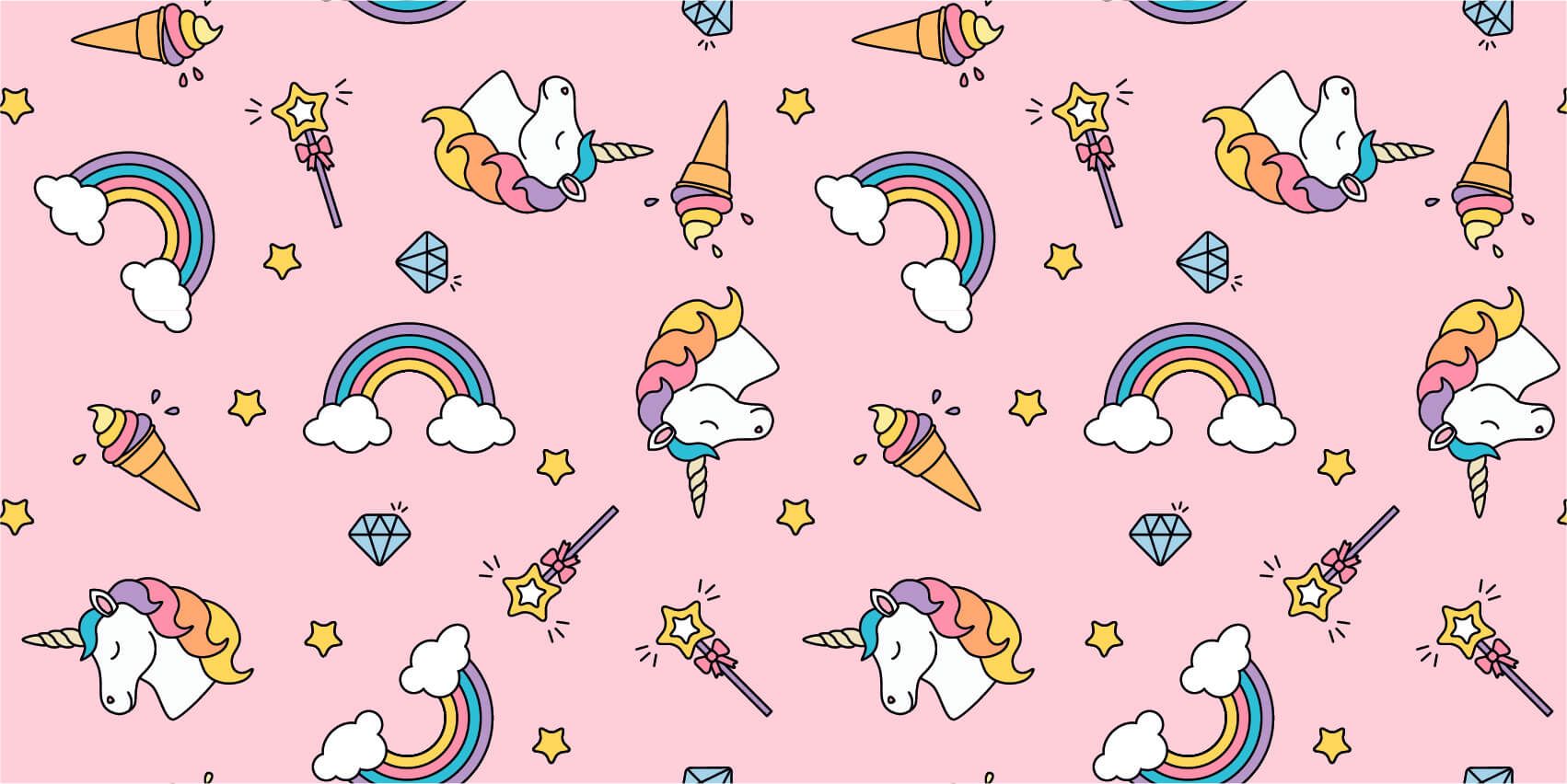 Horses - Colorful unicorn pattern - Children's room