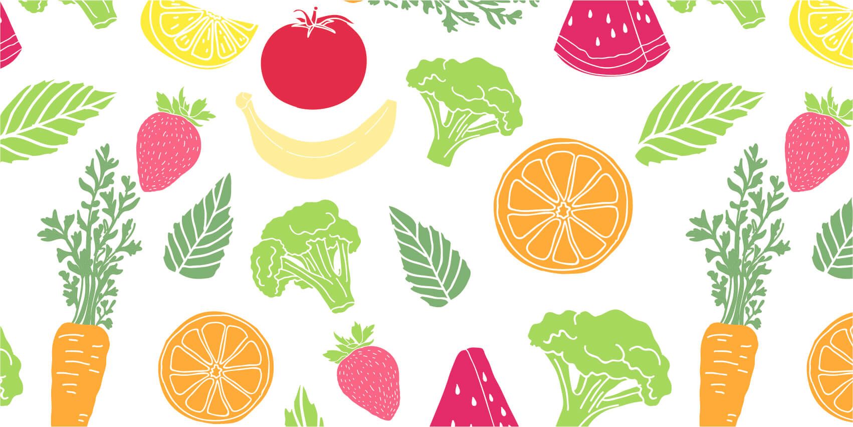 Getekend groente en fruit