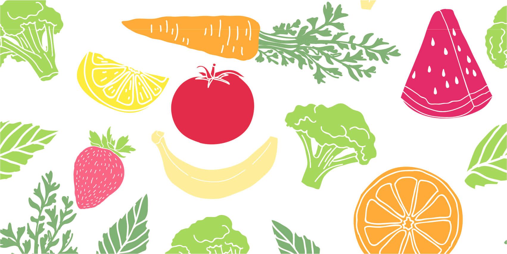 Getekend groente en fruit