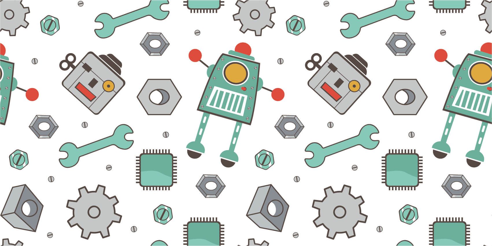 Children's wallpaper - Signed robots - Children's room Children's wallpaper - Signed robots - Children's room