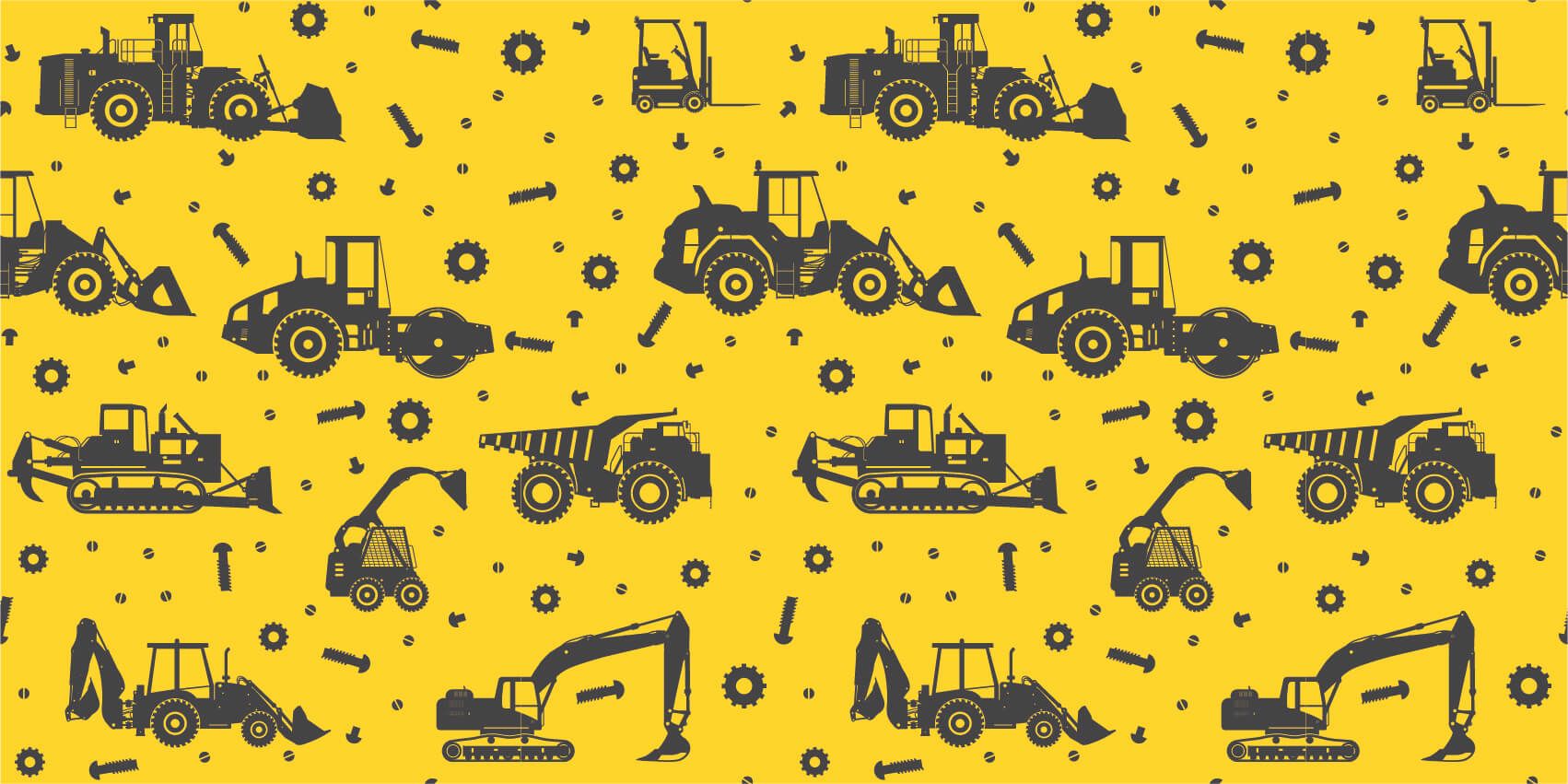 Boys wallpaper - Construction traffic yellow - Children's room Boys wallpaper - Construction traffic yellow - Children's room
