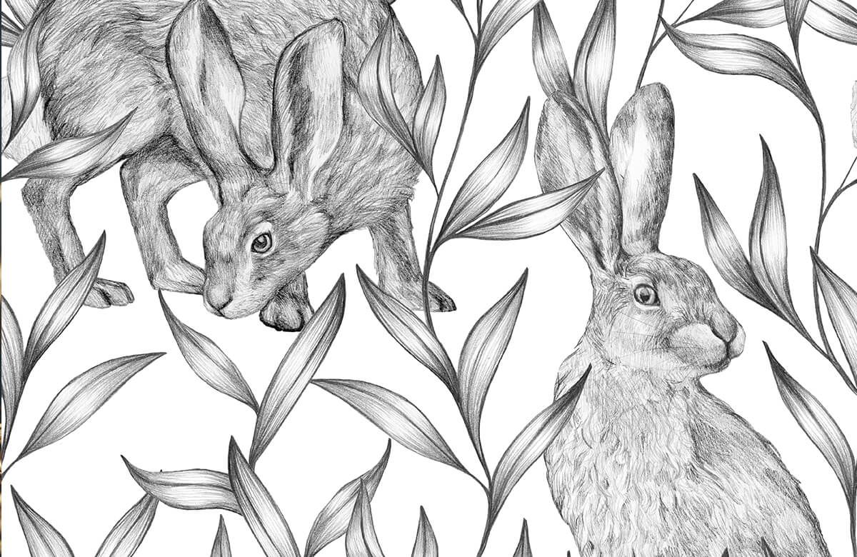 Pattern Hare in black and white