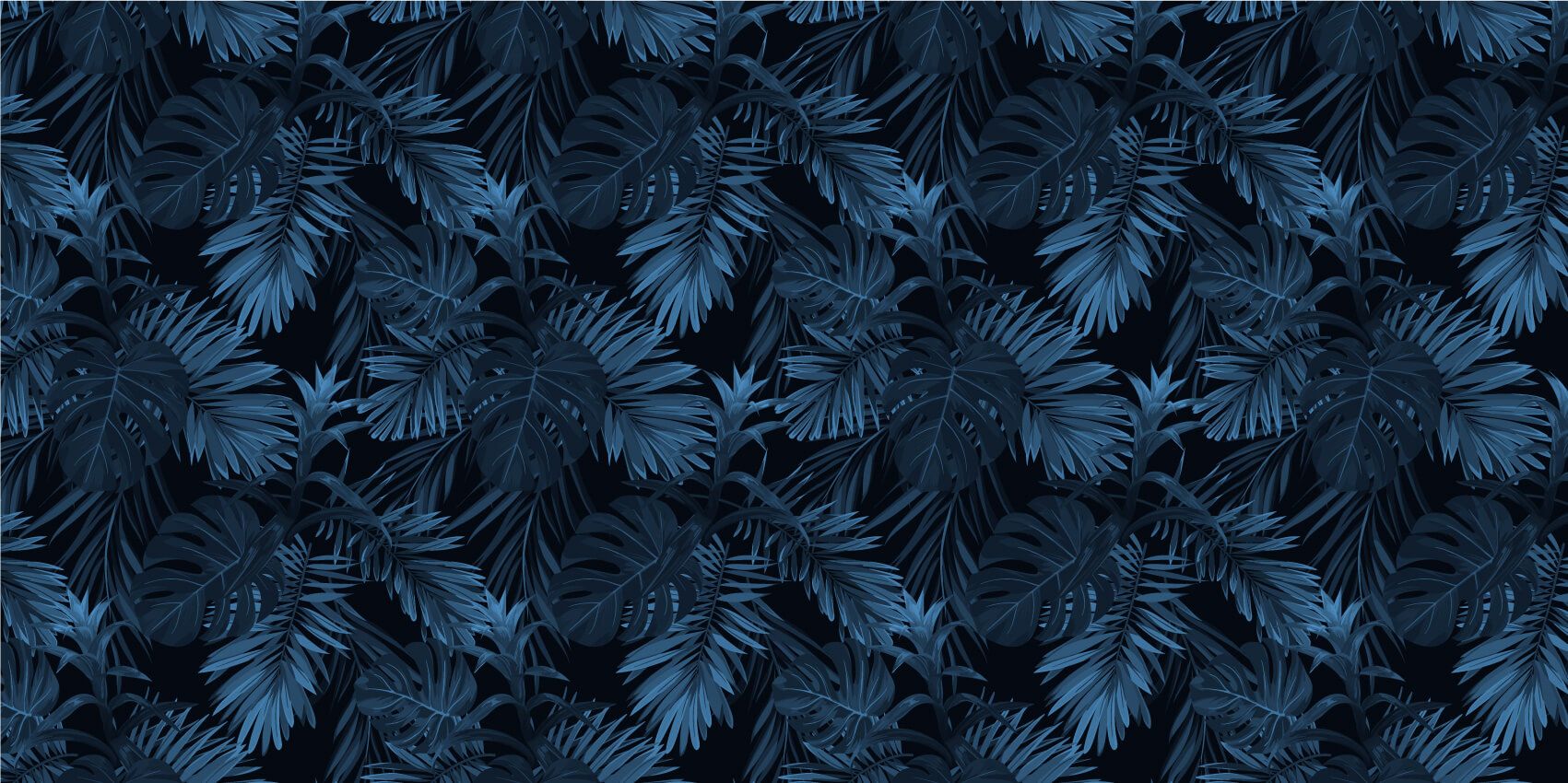 pattern Blue tropical leaves