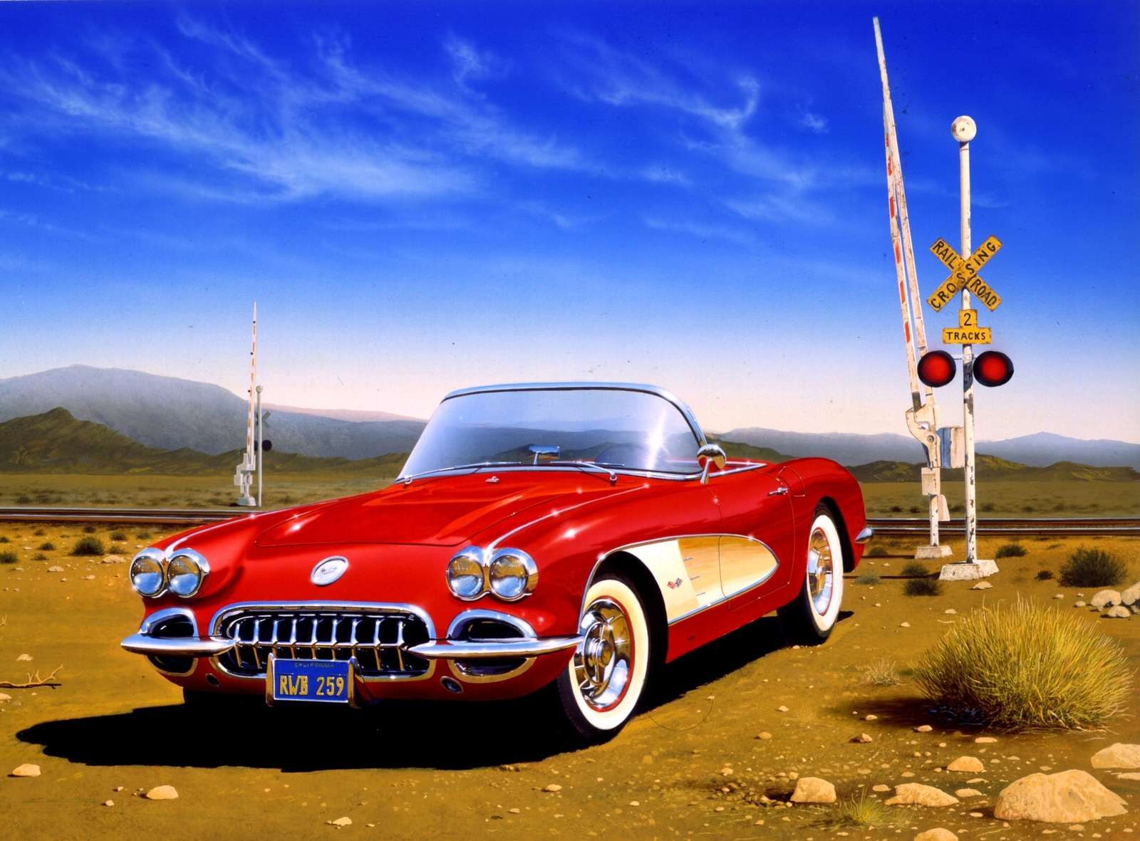 Wall Mural - Red Corvette - Wallpaper