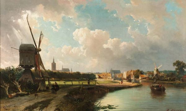 View of The Hague from the Delft canal in the seventeenth century