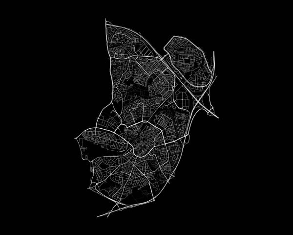 Map of Amersfoort, black