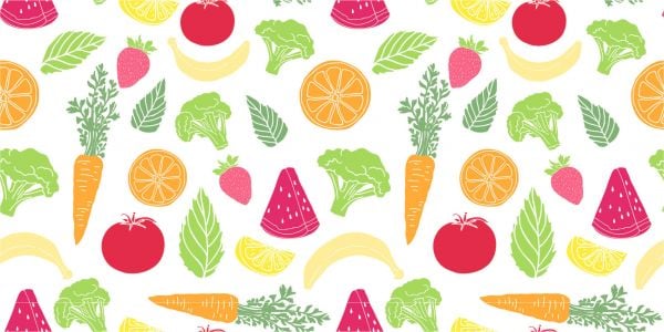 Getekend groente en fruit