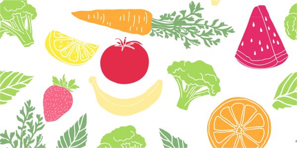 Getekend groente en fruit