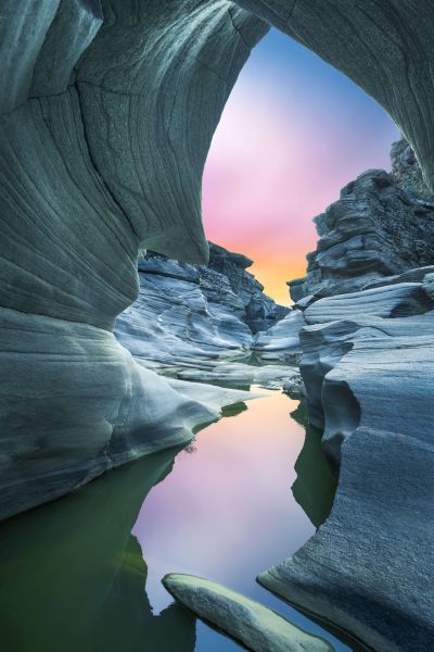 Cave with coloured sky