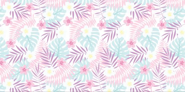 Pastel flowers and leaves