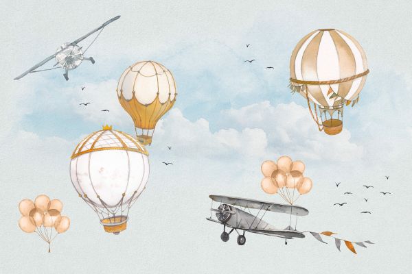 Hot air balloons watercolour