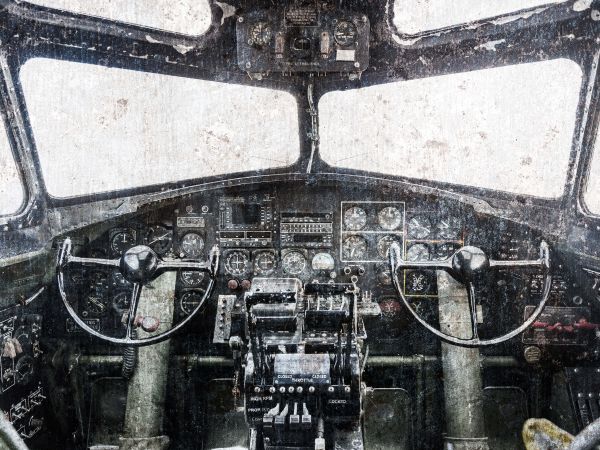 Vintage aircraft cockpit