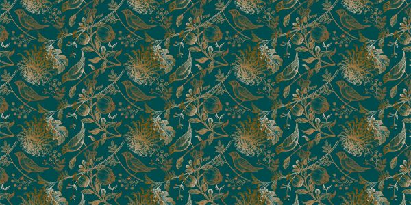 Chrysanthemum and bird pattern