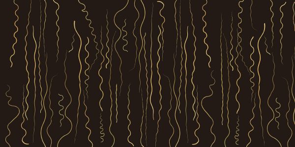 Organic lines grass gold on ebony black