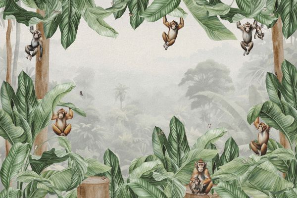 Monkeys landscape in color