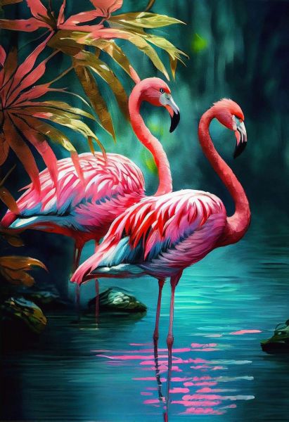 Velvet Pink Flamingo Duo