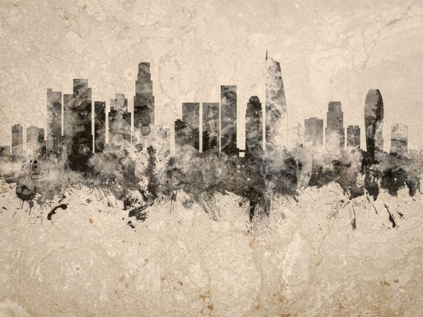 Watercolor skyline, Los Angeles
