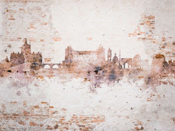 Watercolor skyline, Rome
