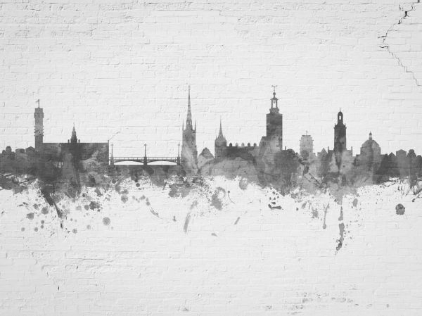 Watercolor skyline, Stockholm