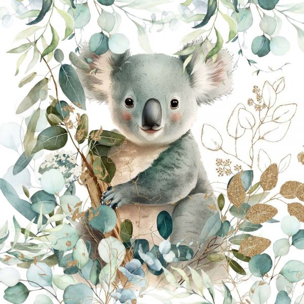 Cute koala in eucalyptus