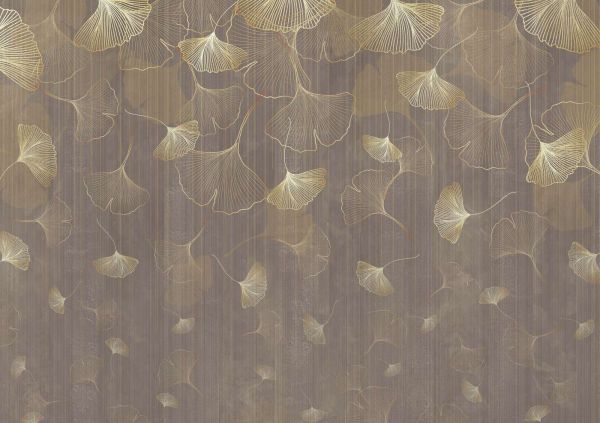Floating ginkgo leaves in golden hue