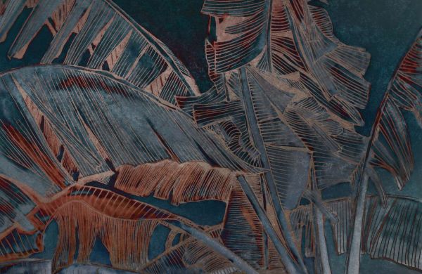 Banana leaf in copper blue contrast