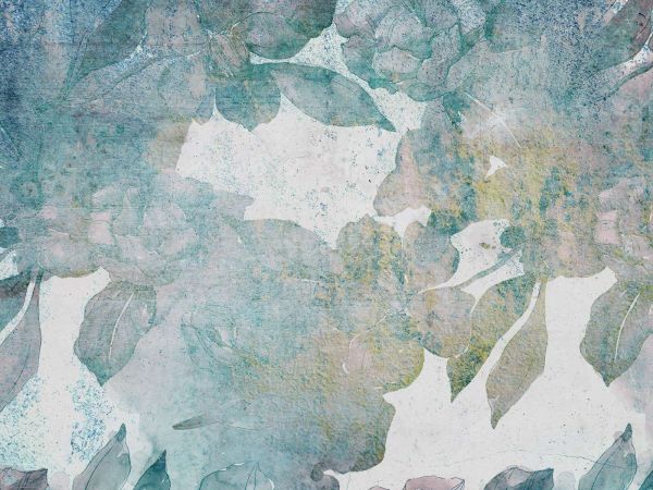 Faded peonies in watercolor blue