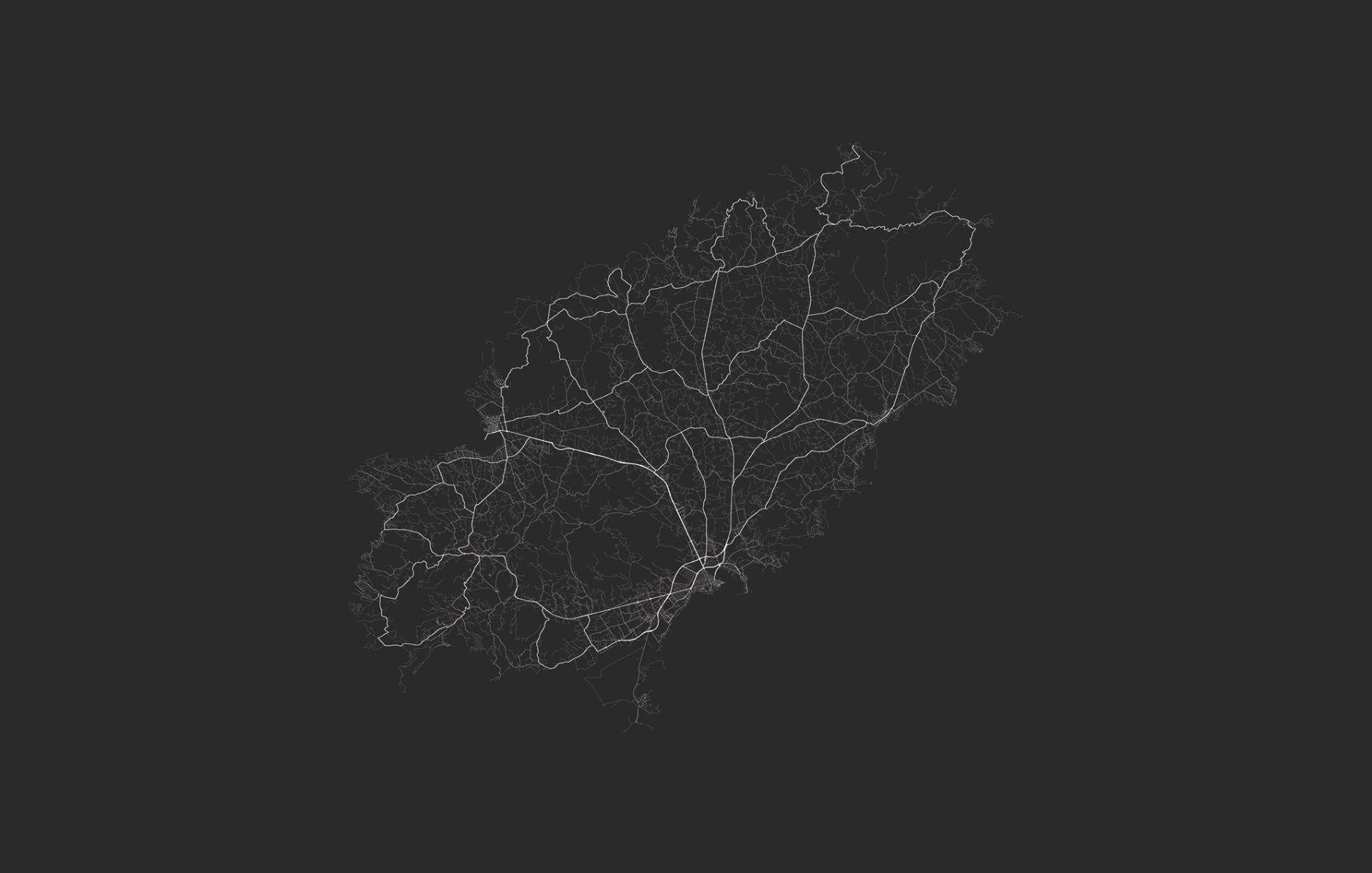 Plattegrond van Ibiza, zwart