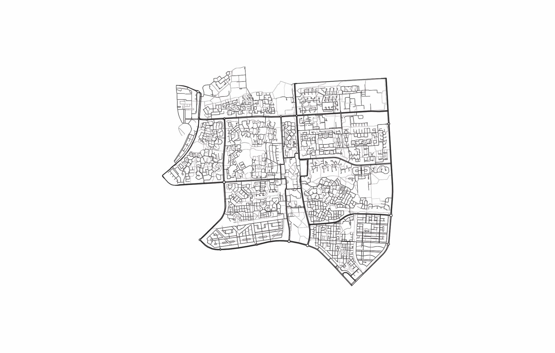 Plattegrond van Lelystad, wit