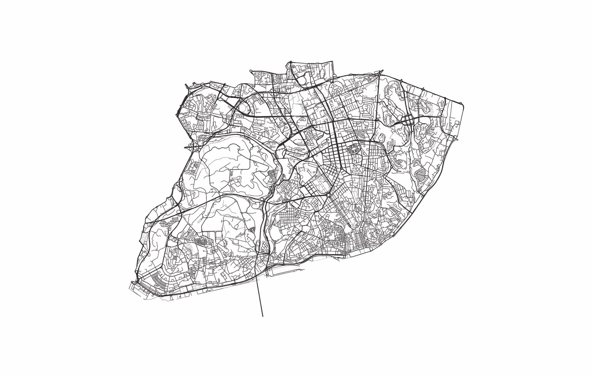 Plattegrond van Lissabon, wit 
